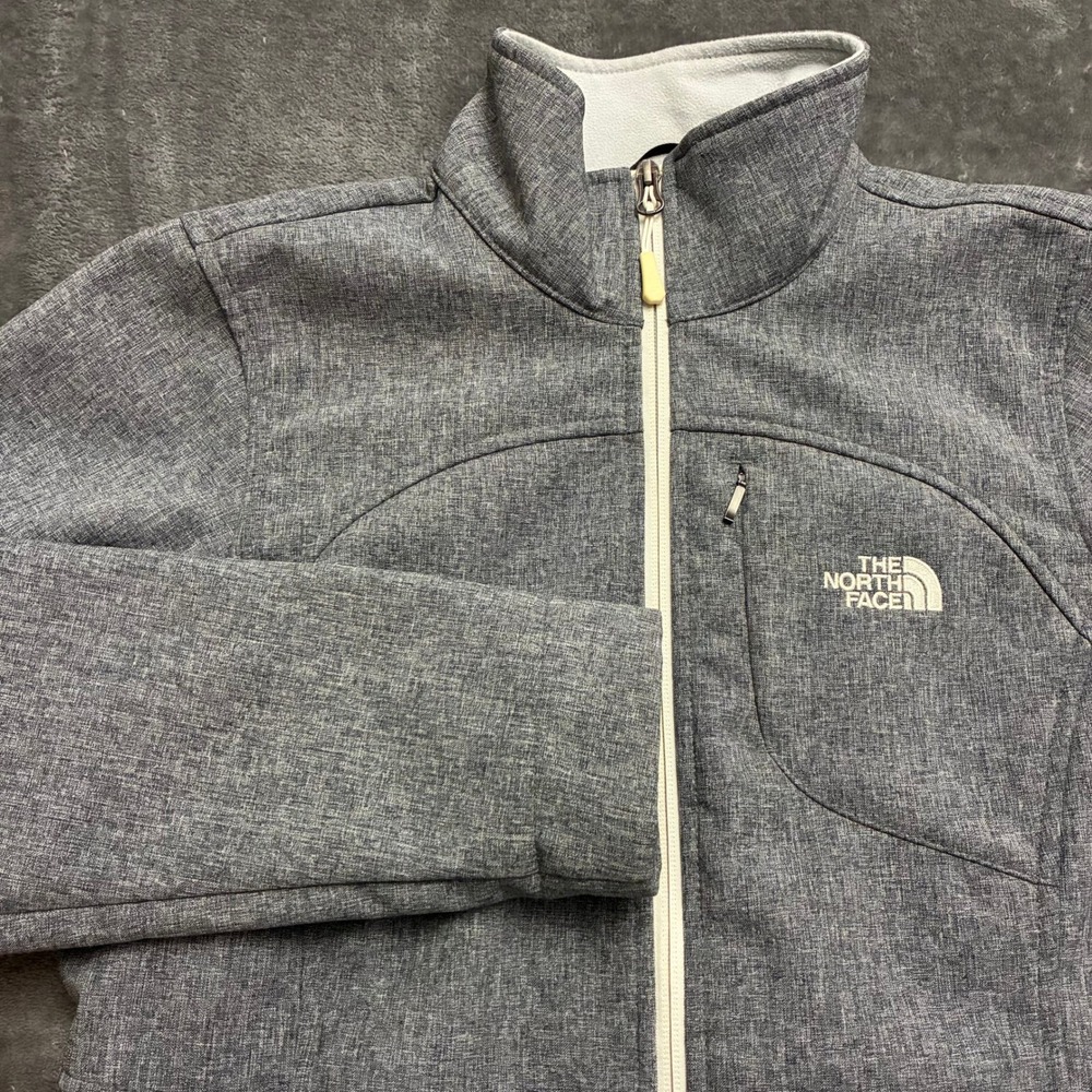 The North Face Apex Bionic Jacket Womens M Gray Softshell Fleece Lined Full Zip